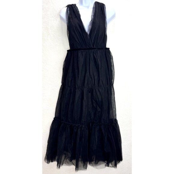 Forever 21 Women's Black Tulle Plunge Dress Size Small NWT - Picture 2 of 13